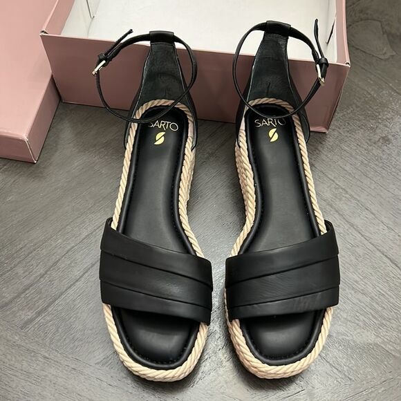 Franco Sarto Sandals Via Black Leather - Picture 2 of 11